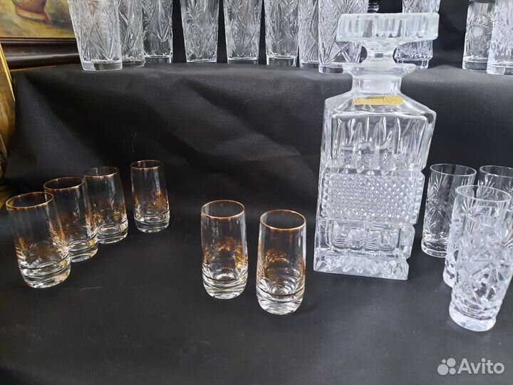 Стаканы Рюмки Графин Штоф СССР хрусталь и стекло