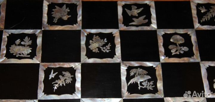 Шахматы (Индия). Черное дерево, перламутр, рог