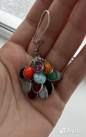Серебряный комплект винтаж,Кулон серьги с бирюзой