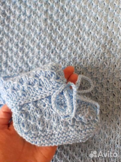 Плед детский вязаный комплект ручная работа