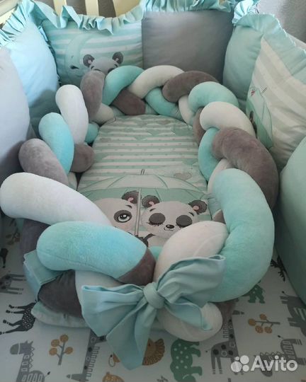 Бортики на детскую кроватку, матрасик, гнездышко