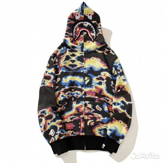 Зип худи Bape shark thermography