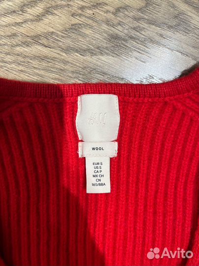Красный свитер HM Premium 100% шерсть