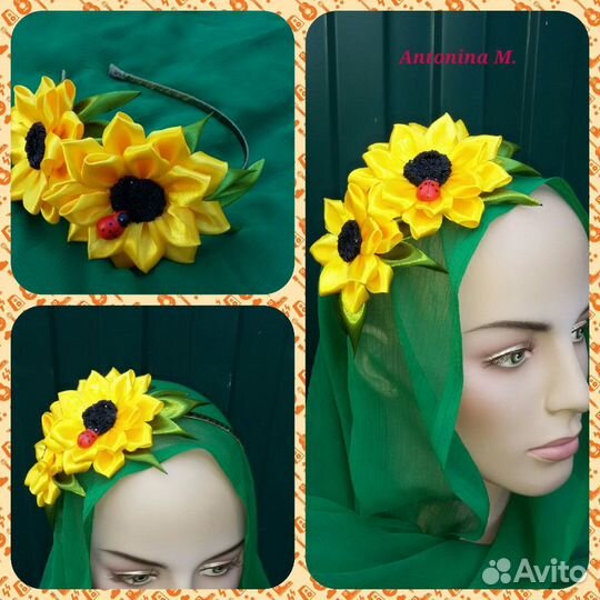 Ободок с подсолнухами