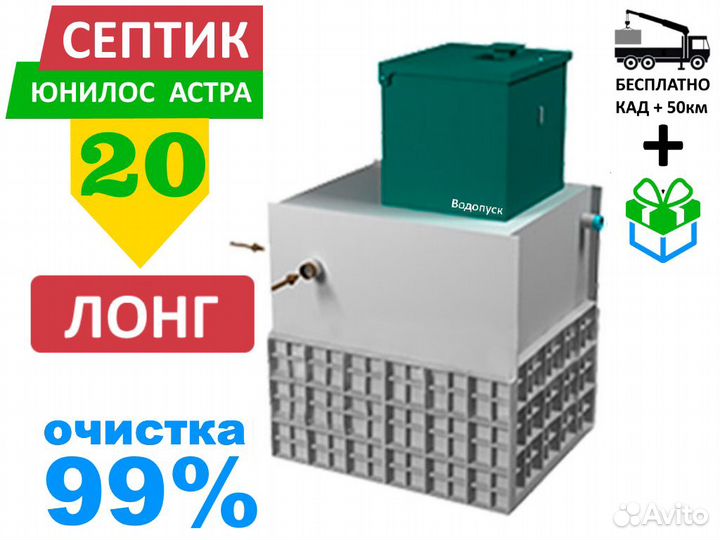Септик Юнилос Астра 20 лонг самотечная с доставкой