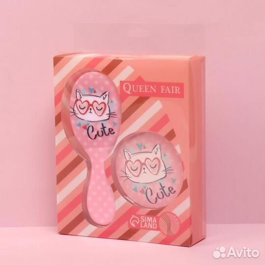 Подарочный набор «Киса»: зеркало, расчёска