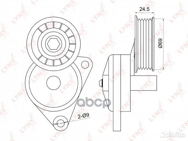 Натяжитель поликл. ремня с роликом PT-3011 lynx