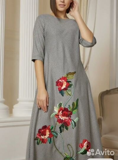 Платье 52 54, А-силует, выш, апликация