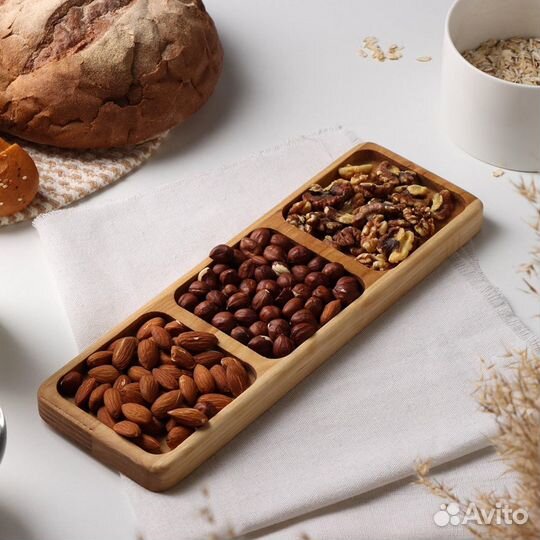 Менажница Доляна 3 секции, берёза