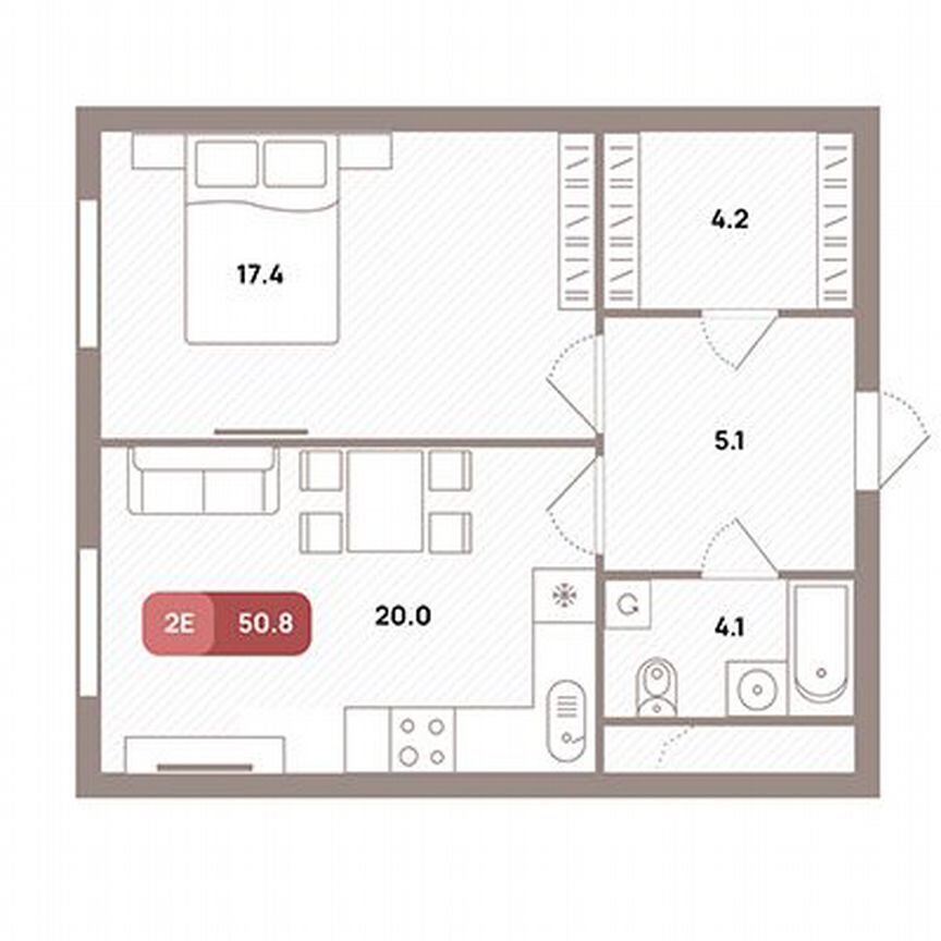 1-к. квартира, 50,8 м², 25/32 эт.