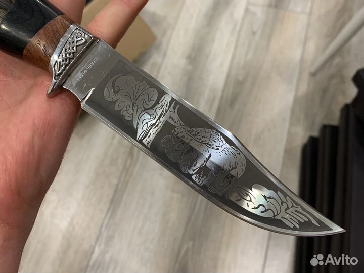 Разделочный нож Лось с гравировкой