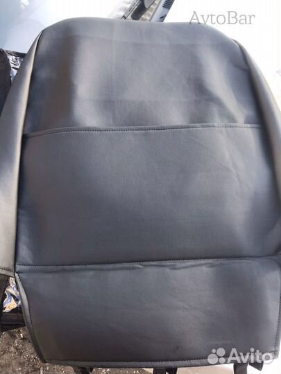 Чехлы экокожа Renault Logan Синяя строчка, ромб