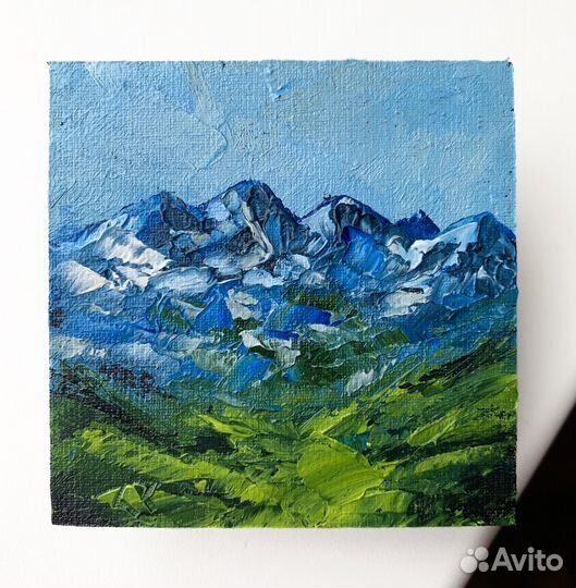 Картина маслом горный кавказский хребет