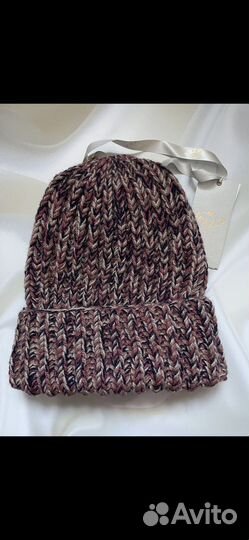 Шапка вязаная, объемная, меланж