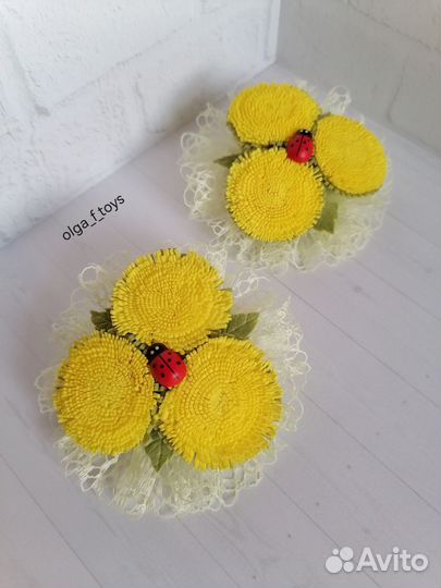 Одуванчики на резинке, ручная работа