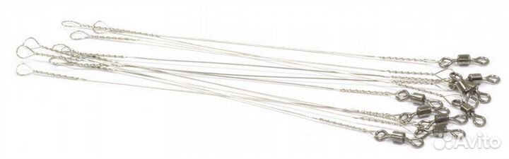 Поводок струна с вертлюжком d-0,3 мм. 12,5см.-9,5к