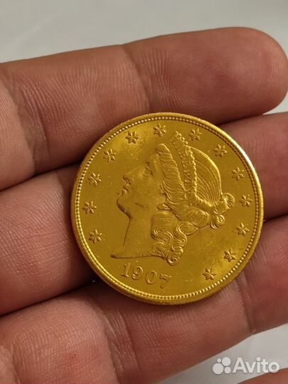 США, Двойной орел, 1907, золото 33.4 грамма