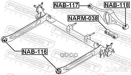 Сайлентблок балки моста зад прав/лев NAB116