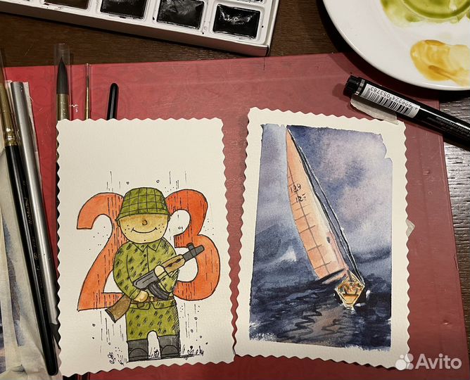 Открытки ручной работы на 23 февраля