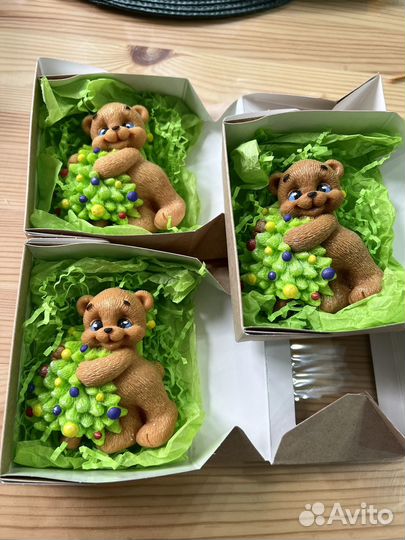 Мыло ручной работы мишка новогодний