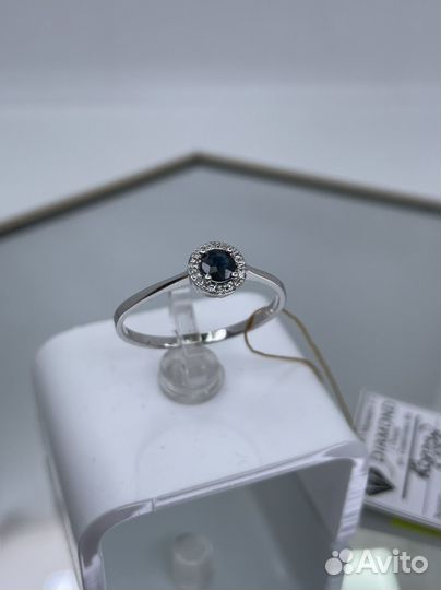Золотое кольцо с брилл., Сапфир 1.80 гр