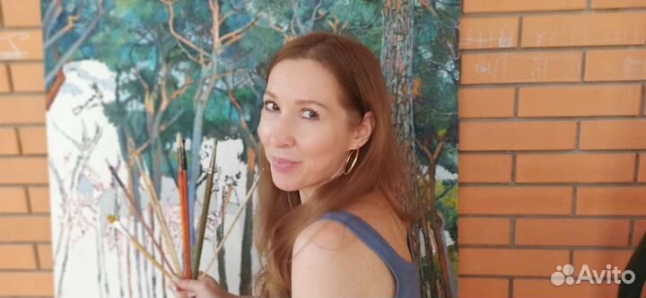 Картина маслом сосны пейзаж