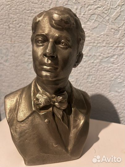 Бюст Сергей Есений СССР алюминий