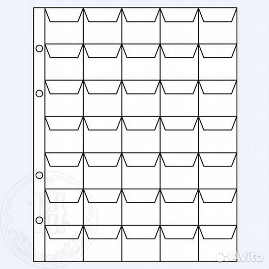 Лист с клапанами на 12 ячеек для хранения монет