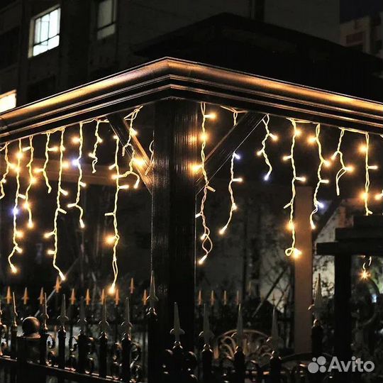 Гирлянда уличная IP65 бахрома 5м теплый цвет