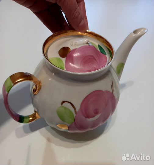 Чайник фарфоровый СССР Дулево, Свадебный, Агашки