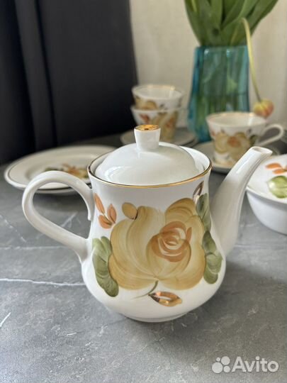Сервиз чайный новый СССР чайная роза пролетарий