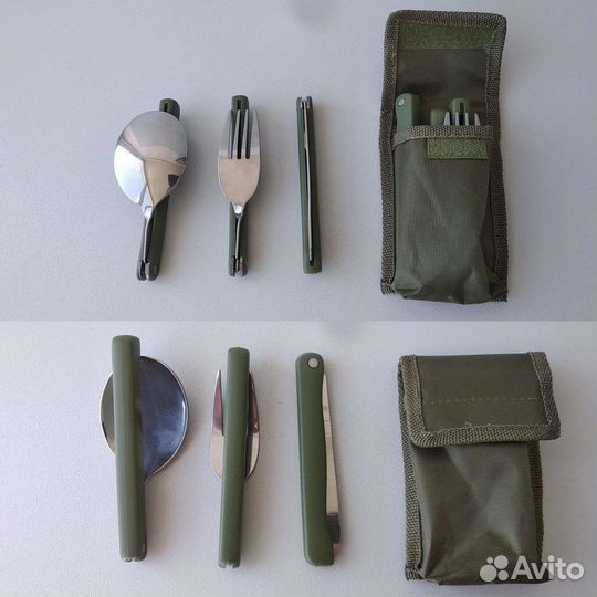 Набор Нож ложка вилка складной в чехле