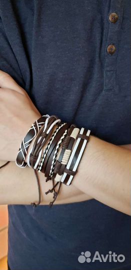 Браслет мужской из натуральной кожи