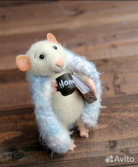 Мышка с кружкой, кукла ручной работы