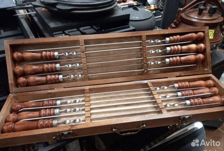 Шампура 12шт в дерeвянном кейсе