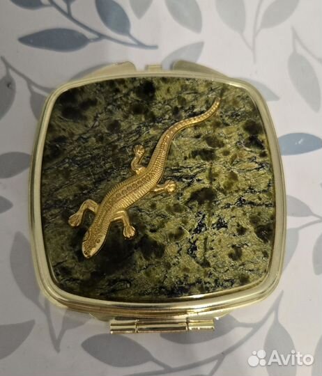 Шкатулка из камня змеевик + зеркальце