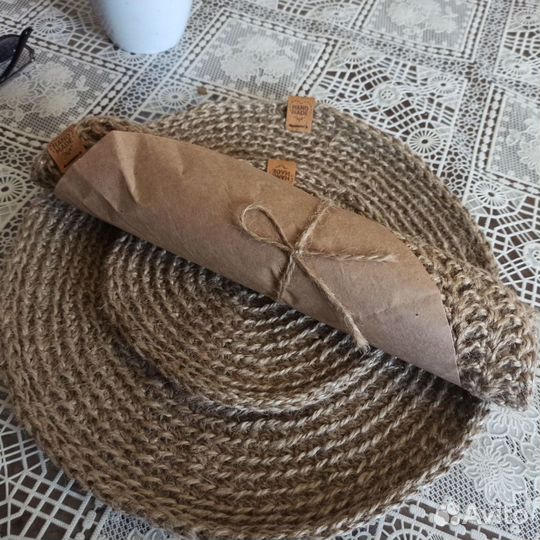 Салфетки сервировочные вязаные из джута