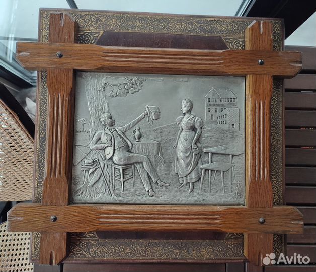 Панно картина олово винтаж Германия