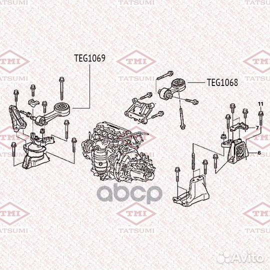 Опора двигателя верхняя перед TEG1069 tatsumi