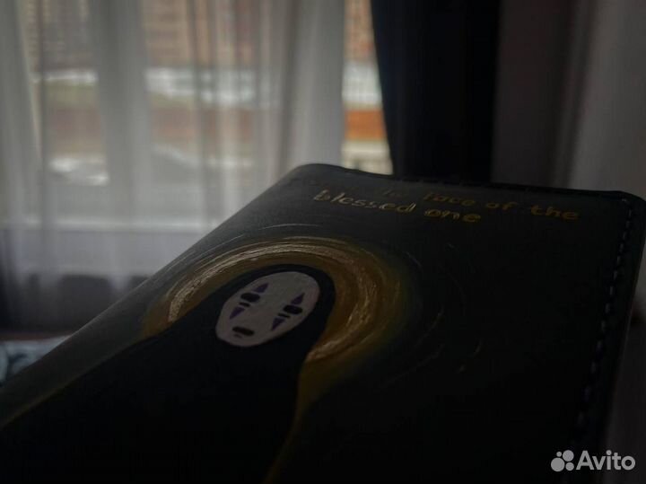 Портмоне натуральная кожа, рисунок акрилом