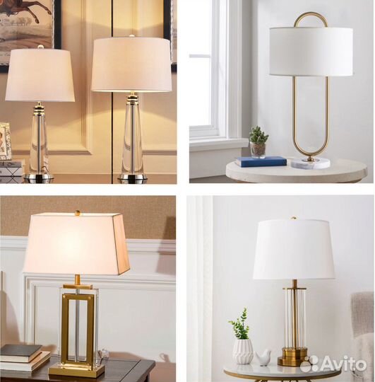 Лампа настольная стекло золото новая
