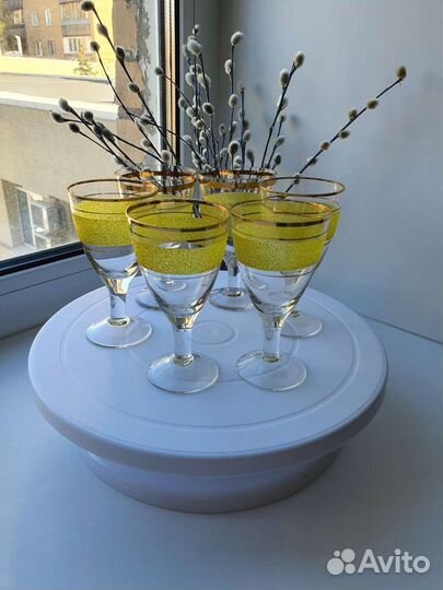 Рюмка (бокал) Чехословакия обсыпное стекло