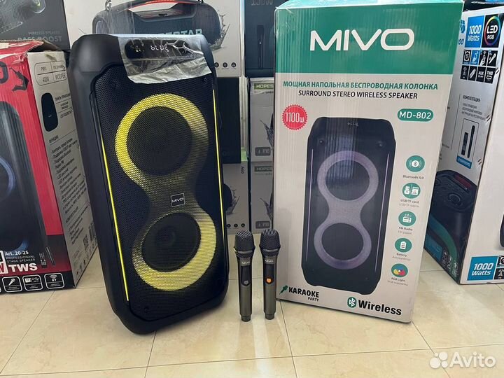 Колонка mivo 802 мощность 1200 ват Bluetooth