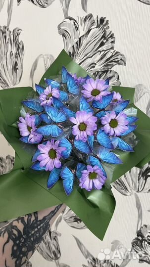 Букеты из зефира, бабочек и розочек