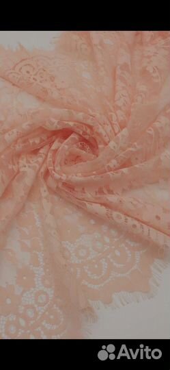 Кружево полотно, цвет нежный персик, 3 метра