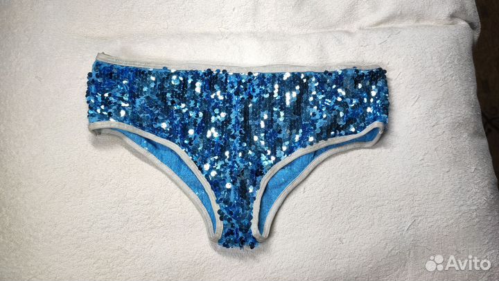 Шорты с пайетками голубые, танцевальные, 42-44