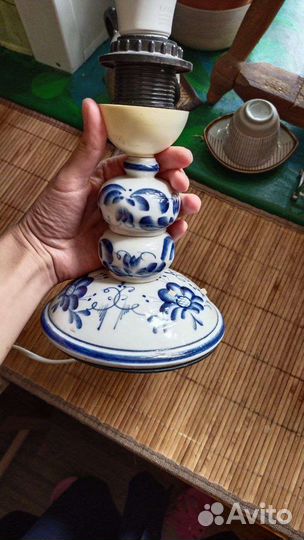 Лампа настольная гжель