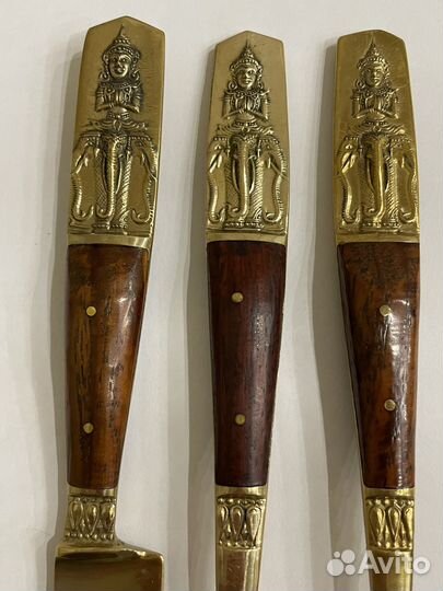 Бронзовый столовый набор ложка вилка нож Будда