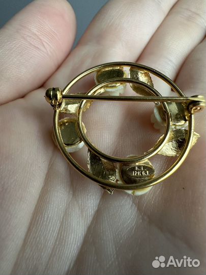 Брошь винтаж США 12K K.L. маркирована 1950е