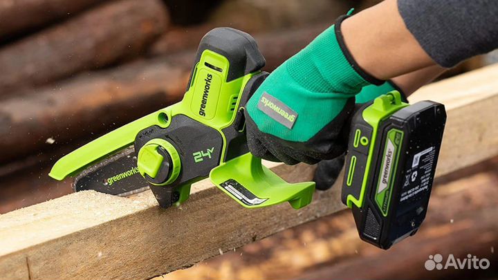 Цепная мини пила Greenworks, 24V, с АКБ